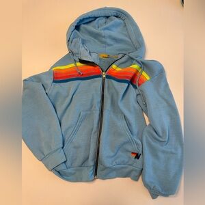 Aviator Nation 5 STRIPE RELAXED ZIP HOODIE - SKY 2 color